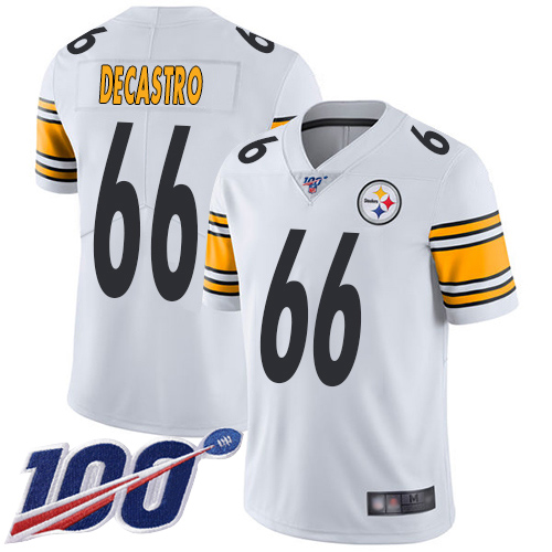 Men Pittsburgh Steelers Football #66 Limited White David DeCastro Road 100th Season Vapor Untouchable Nike NFL Jersey